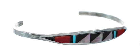 Zuni Multicolor Inlay Sterling Silver Cuff Bracelet NN20132